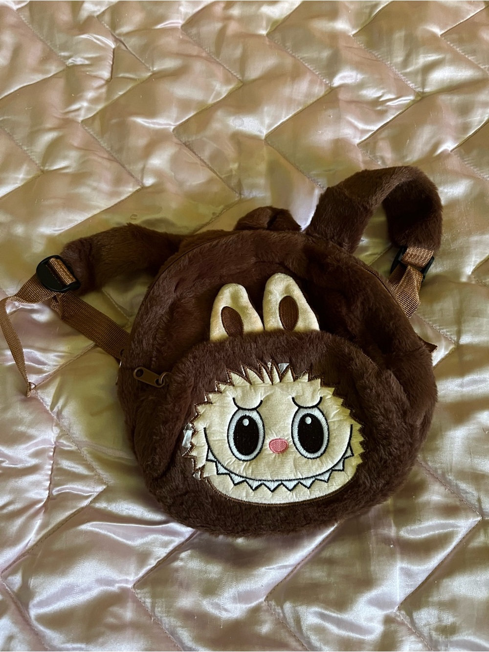 & Other Stories Brown Plush Kids Backpack with Character Face